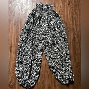 Black and White Patterned Harem Pants